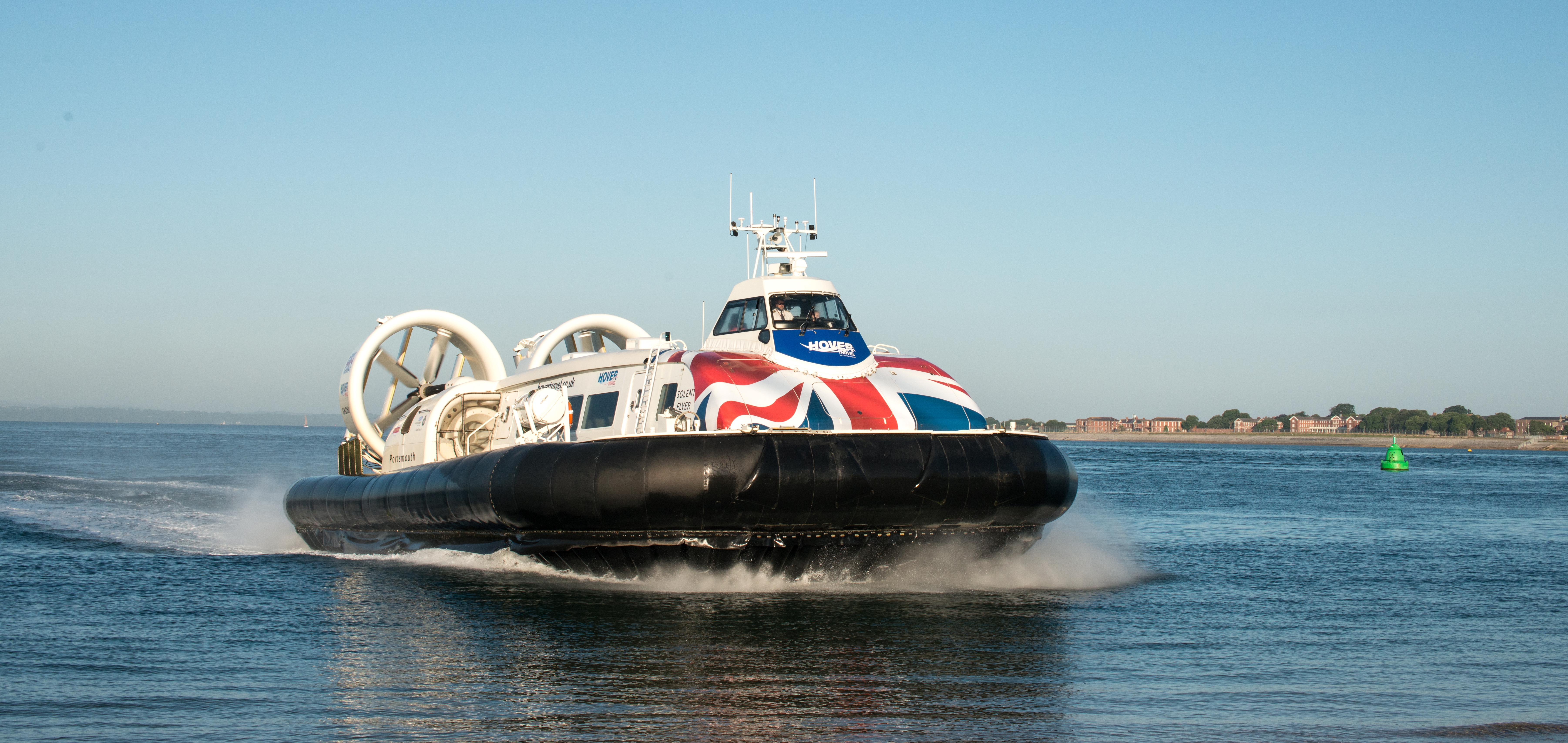 Hovercraft Flying Across Water